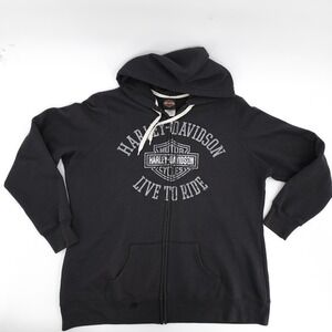 Harley-Davidson Hoodie Mens 2XL Black Full Zip Live To Ride Bourbon Street NOLA